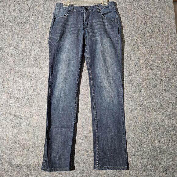 Tony Hawk Jeans Mens 32x32 Blue Straight Leg Zip Pocket Hawk Skinny Denim Pants - Picture 1 of 8